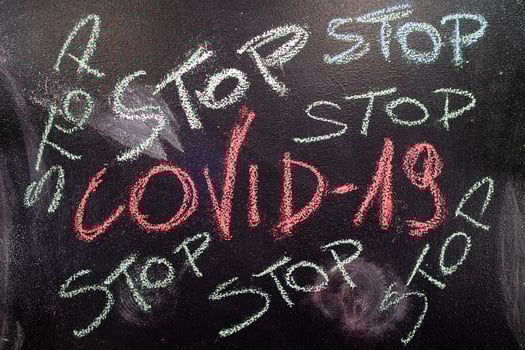 Corona-virus written photographic representation photo