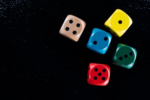 Set of colored playing dice photo