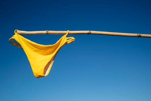 Colorful female swimsuit to dry in the sun photo