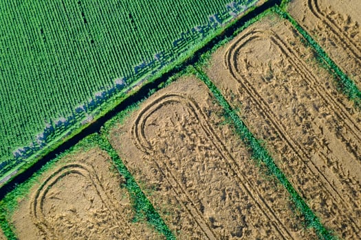 Cultivation of the fields seen from above photo