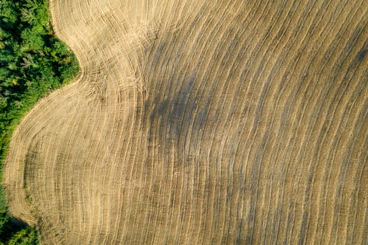 Aerial view of the shape of the fields Tuscany Italy photo