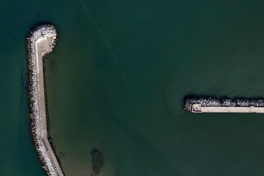 Aerial view of the entrance to the port Viareggio Tuscany Italy photo