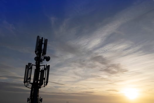 Photo shoot of a telephone repeater in the mountains