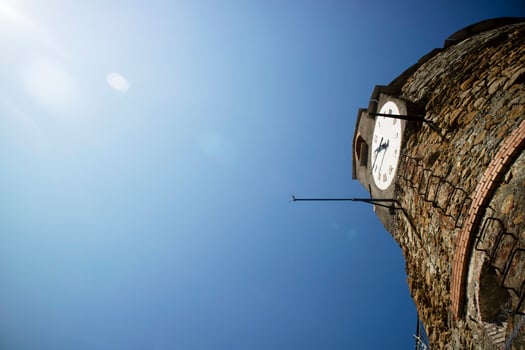 The clock tower in Riomaggiore Cinque Terre photo