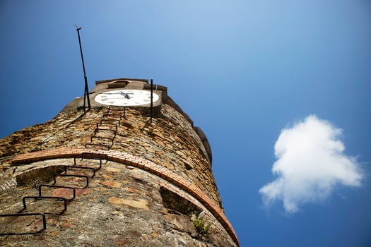 The clock tower in Riomaggiore Cinque Terre photo