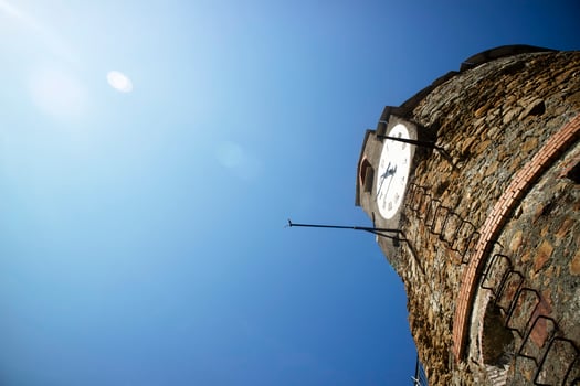 The clock tower in Riomaggiore Cinque Terre photo