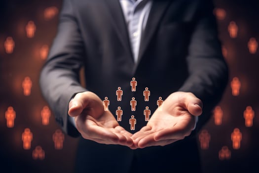 HR concept and customer care concept. Corporate clients service and care. HR team managing employee recruitment and personnel within business. Human resource and personnel management. . photo