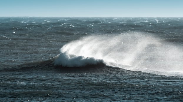 Waves with strong wind after a storm, Patagonia, Argentina. photo