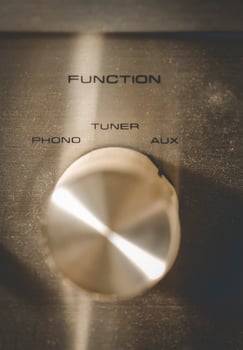 Vintage sound equipment, vintage color photo