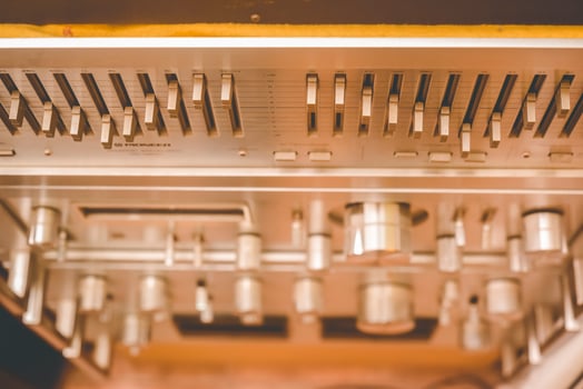 Vintage sound equipment, vintage color photo