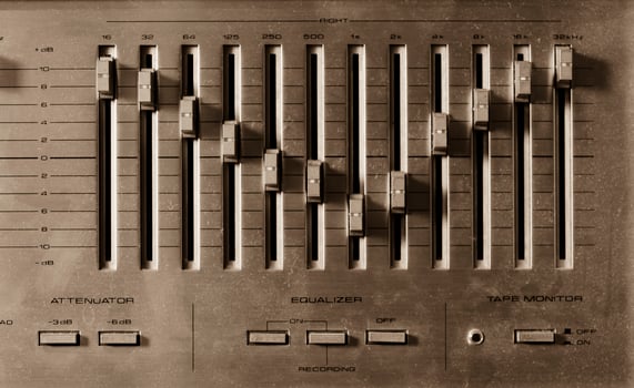 Vintage sound equipment, vintage color photo