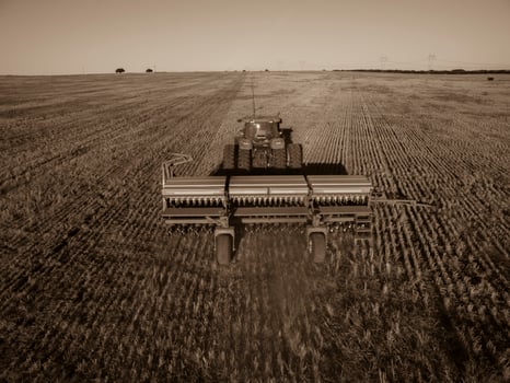 Direct seeding, agricultural machinery, in La Pampa, patagonia, Argentina photo