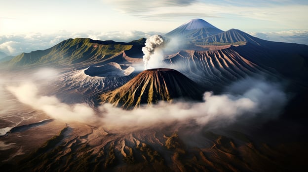 Landscape of Mount Bromo, Indonesia, generated by AI photo