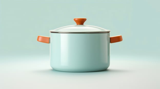 an orange pot with a lid on a white background photo