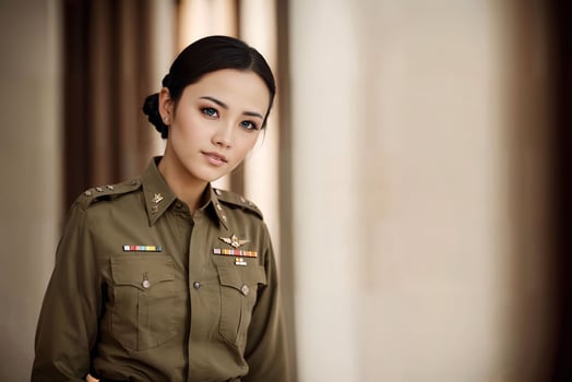 photo of asian woman in Thai police officer uniform,