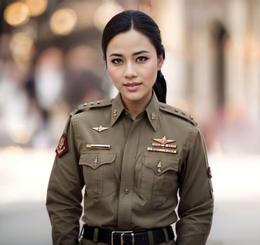 photo of asian woman in Thai police officer uniform,