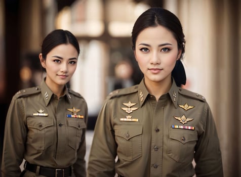 photo of asian woman in Thai police officer uniform,