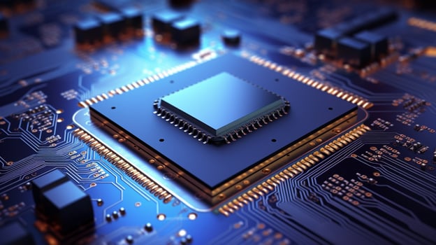 computer chip set on board. technology and Hi tech background concept. photo