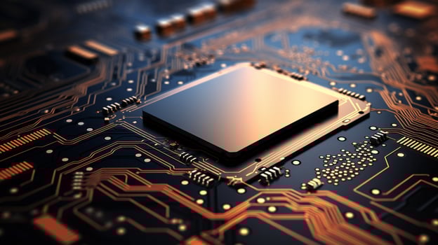 computer chip set on board. technology and Hi tech background concept. photo