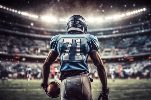American Football Player ready to play at huge stadium photo
