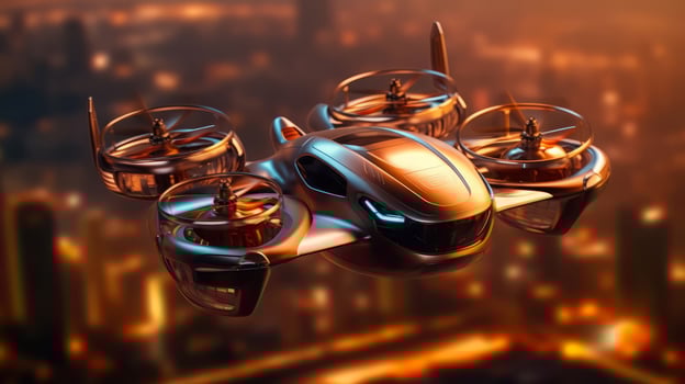 Travel human drone of a beautiful Transportation with futuristic design. . photo