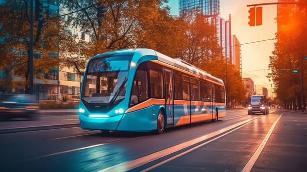 Trolleybus of a beautiful Transportation with futuristic design. . photo