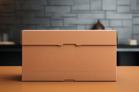 Mockup craft box on the background of the kitchen. photo