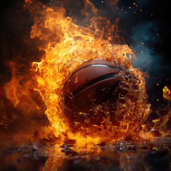 Basketball on fire. photo
