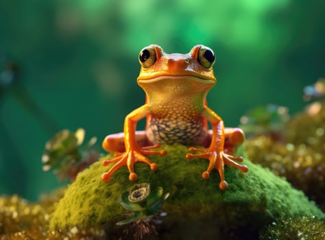 Cute frog on moss. photo