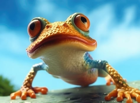 Cute frog on moss. photo