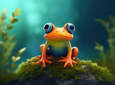 Cute frog on moss. photo