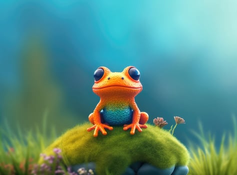 Cute frog on moss. photo