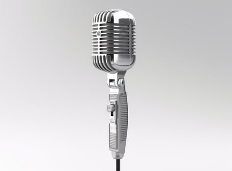 Old microphone isolated on white background. photo