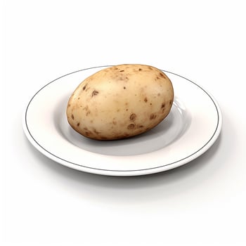 Juicy delicious potato lies on beautiful plate, photo