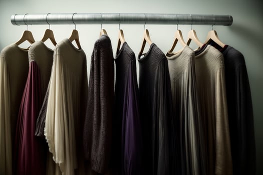 A Rack Of Dresses Hanging On A Rail. photo