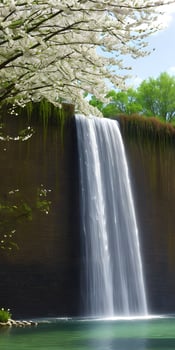 Stunning waterfall landscape spring summer nature environment. photo