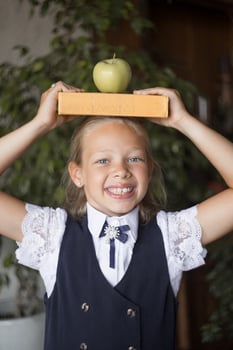 Primary school girl, in school uniform photo