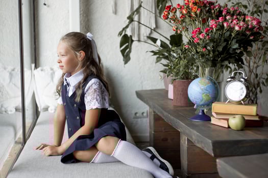 Primary school girl, in school uniform photo
