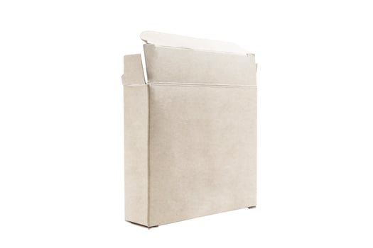 Blank cardboard narrow box isolated on white background photo