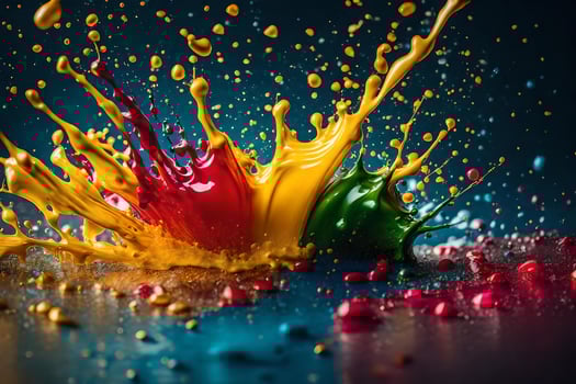 colorful splash of paint on a dark background. AI-Generated photo