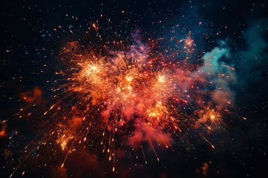 fireworks over the water in the night sky photo