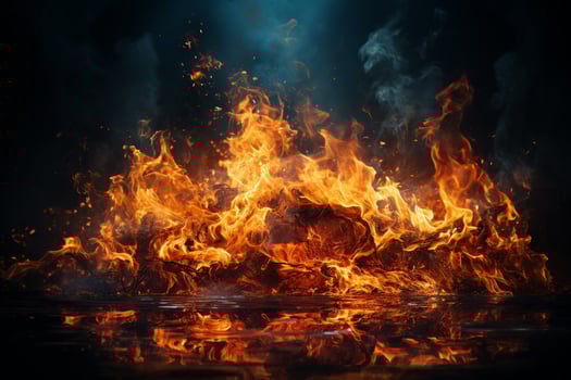 a close up of a fire with flames photo