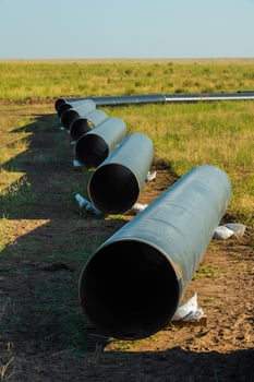Gas pipeline construction, La Pampa province , Patagonia, Argentina. photo
