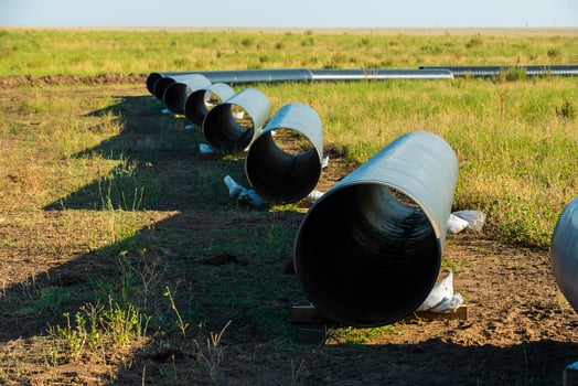 Gas pipeline construction, La Pampa province , Patagonia, Argentina. photo