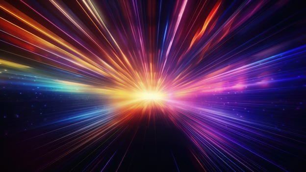 Abstract tunnel with colorful stripes in motion. photo
