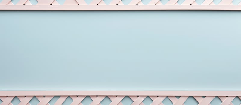 Photo of a minimalist blue and pink wall with a clean white frame with copy space