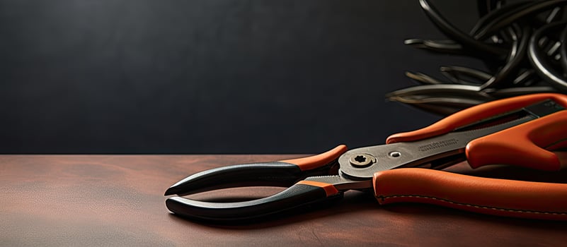 Photo of a pair of scissors on a table with ample copy space with copy space