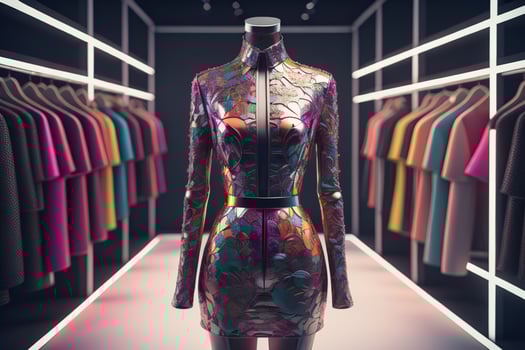 Fashion clothes store mannequin in shopping mall. photo