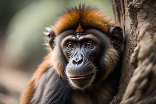 Portrait of a red-shanked macaque, Macaca fascicularis. photo