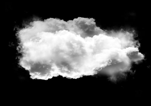 Realistic cloud shape isolated over black background photo
